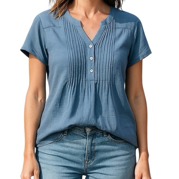 Westport Tops - Westport Chambray Blue Top‎ M